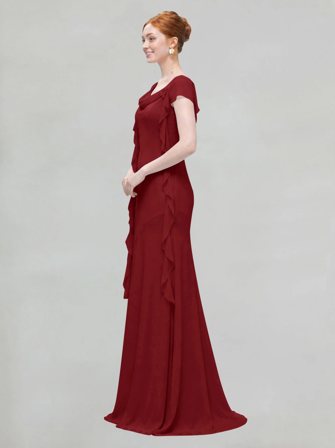 Flowy Ruffle Sheath Bridesmaid Dress 