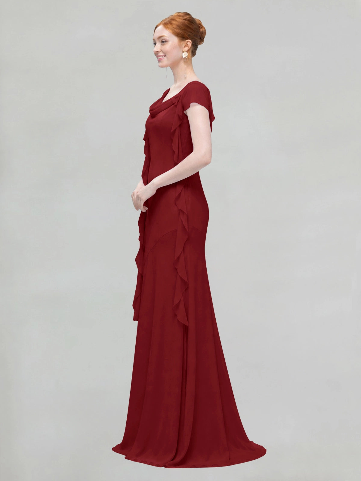 Flowy Ruffle Sheath Bridesmaid Dress 