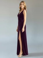 Velvet Bridesmaid Dress with Slit 