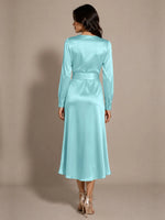 Silk-like Mother of the Bride Dress with Self-Tie Sash 
