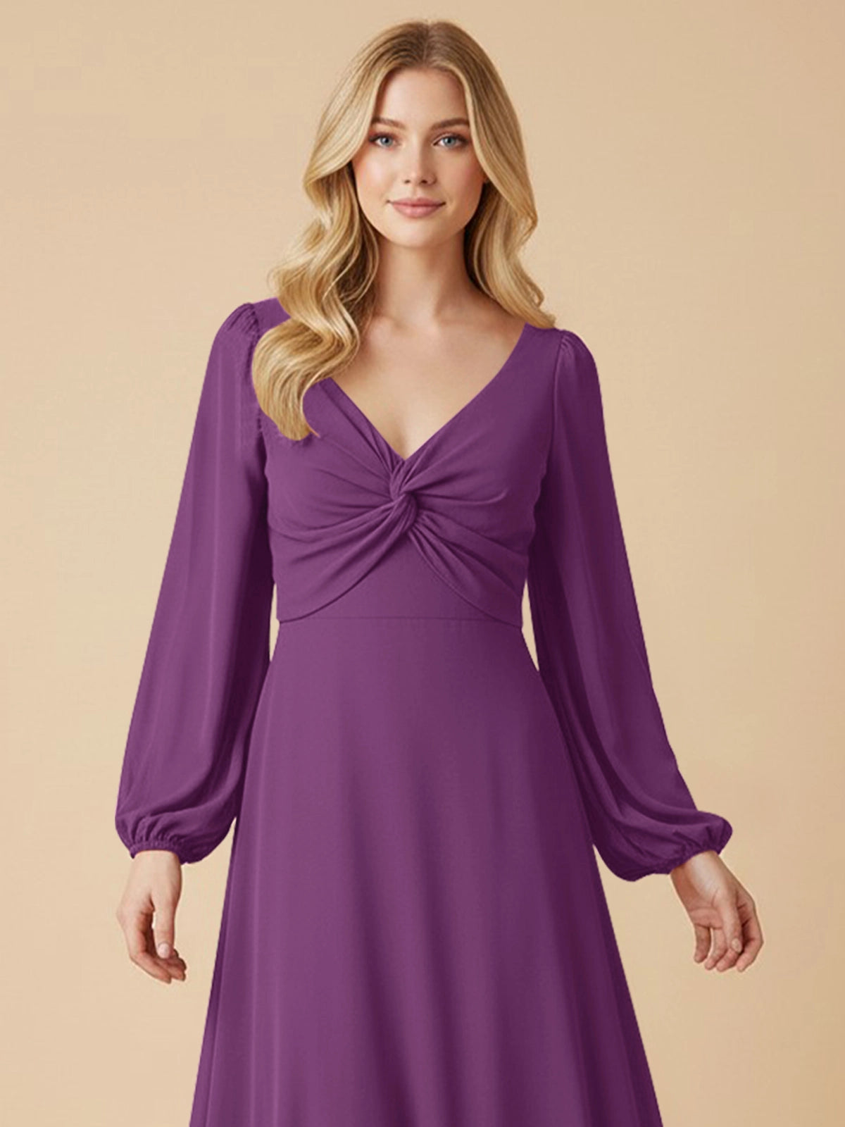 A-line Bridesmaid Dress with Long Sleeves 