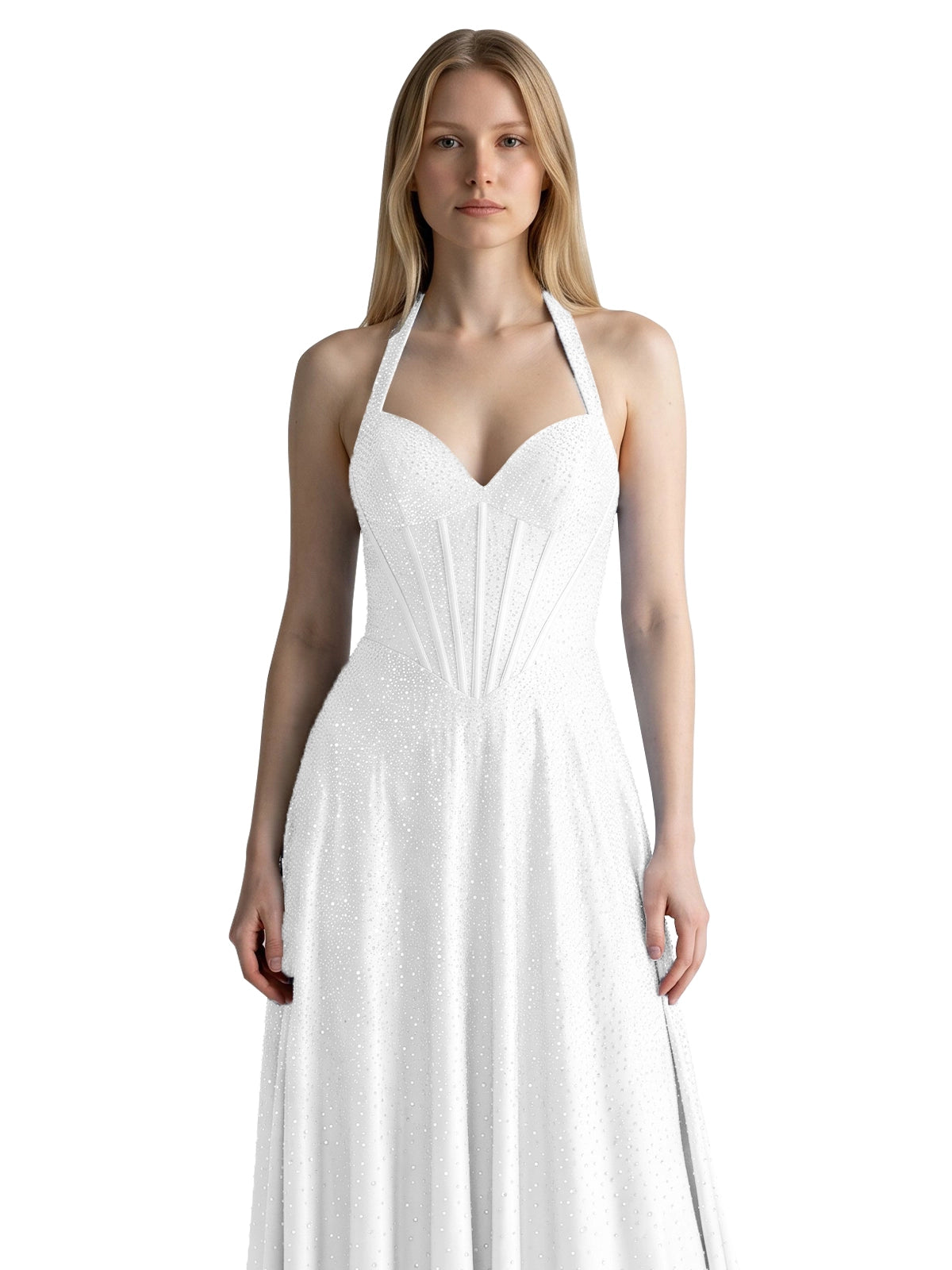 Halter Beaded Prom Dress 
