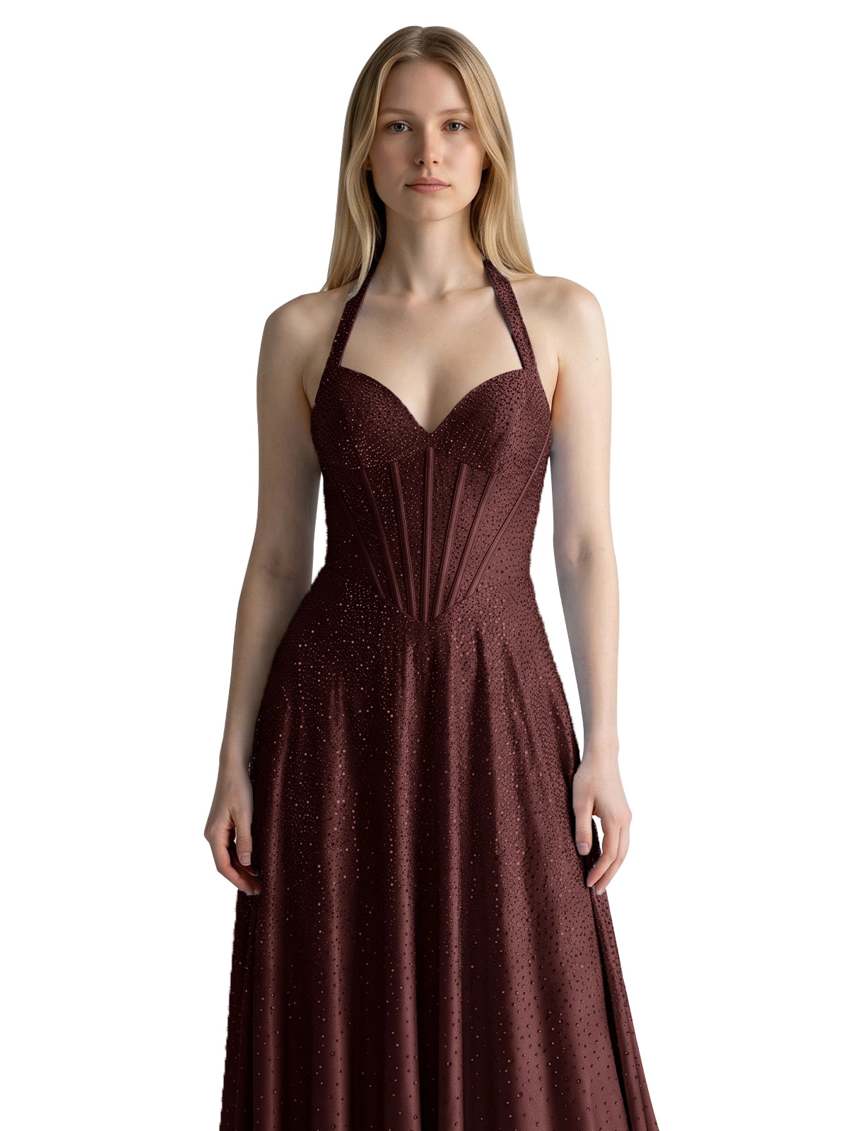 Halter Beaded Prom Dress 