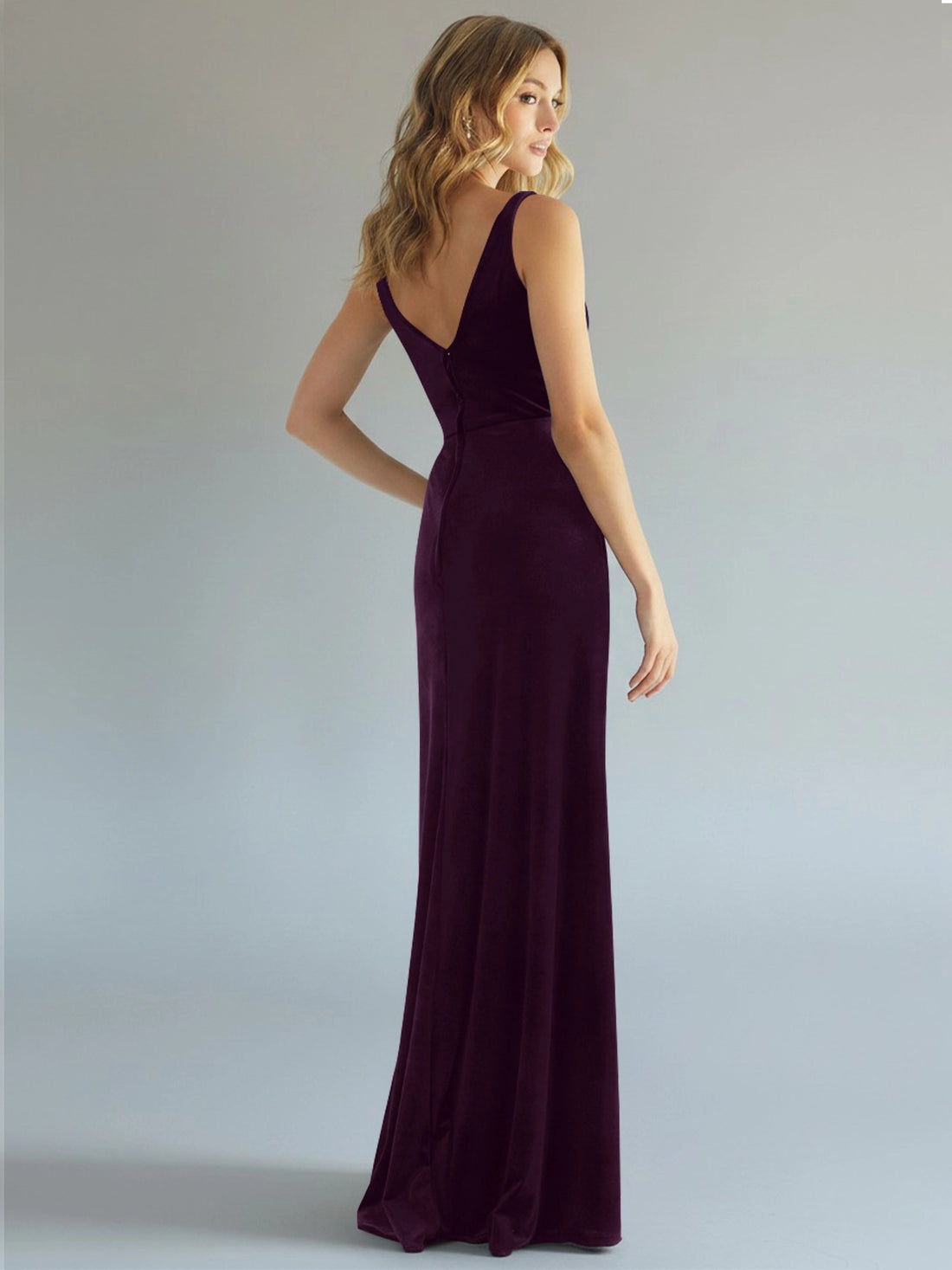Velvet Bridesmaid Dress with Slit 