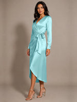 Silk-like Mother of the Bride Dress with Self-Tie Sash 