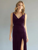 Velvet Bridesmaid Dress with Slit 