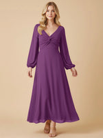 A-line Bridesmaid Dress with Long Sleeves 