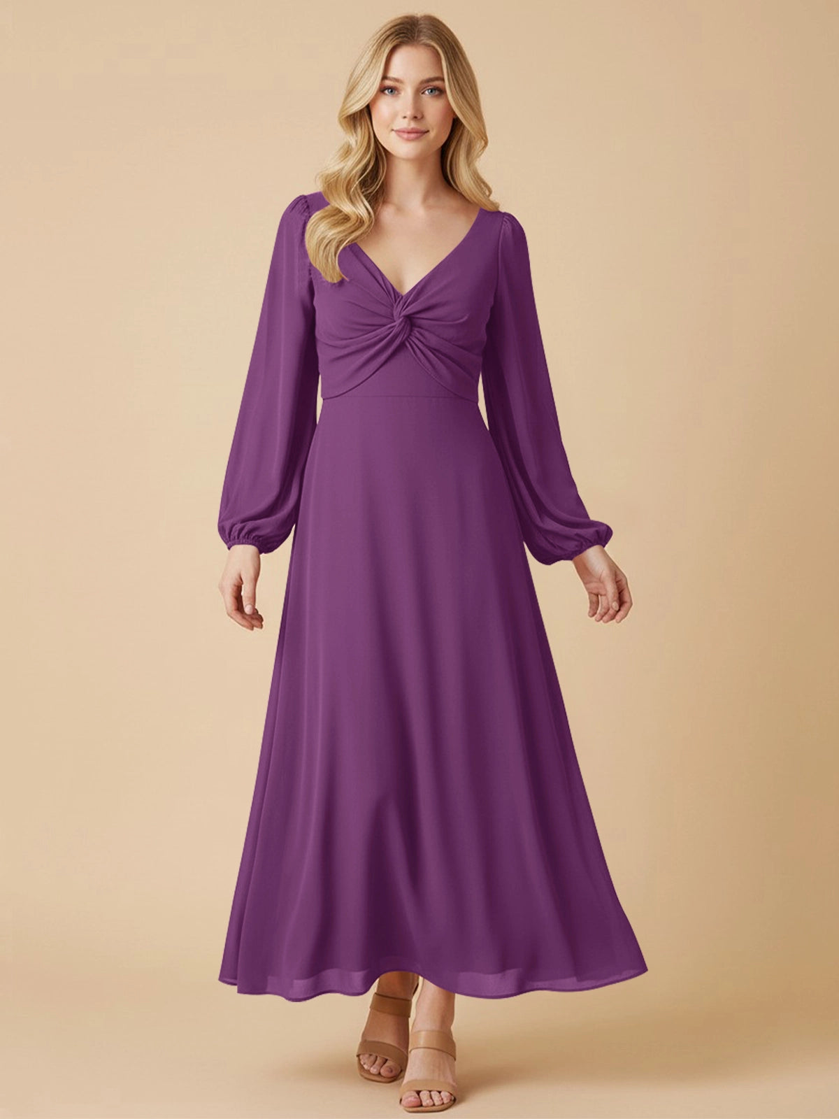 A-line Bridesmaid Dress with Long Sleeves 