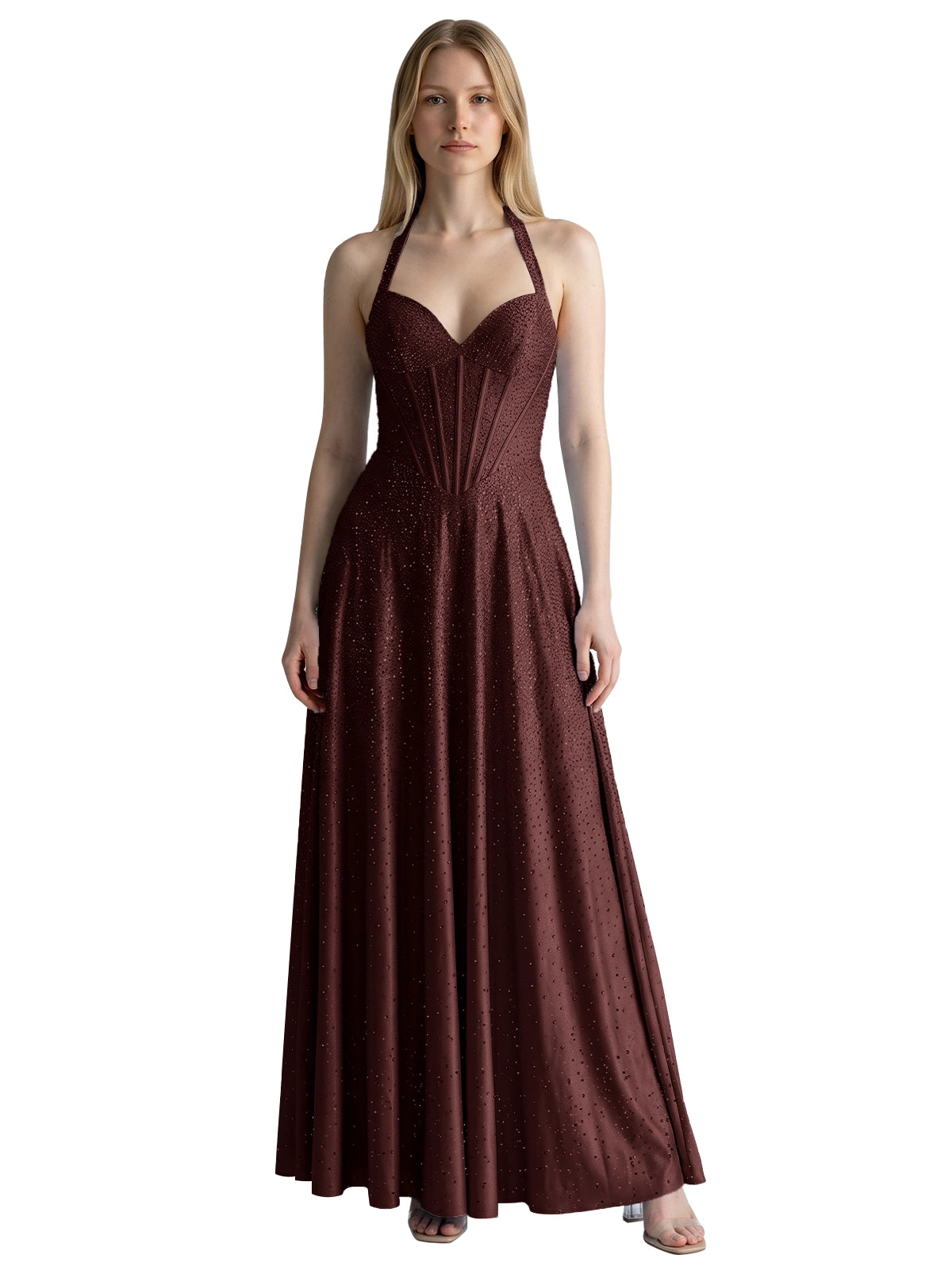 Halter Beaded Prom Dress 