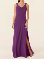 Chiffon Bridesmaid Dress with Slit 
