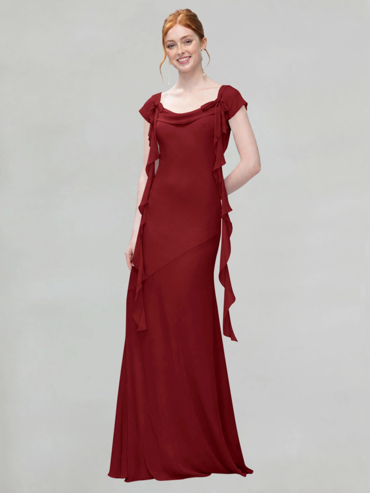 Flowy Ruffle Sheath Bridesmaid Dress 