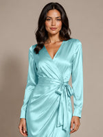 Silk-like Mother of the Bride Dress with Self-Tie Sash 