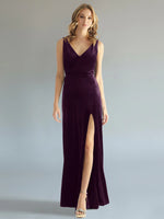 Velvet Bridesmaid Dress with Slit 