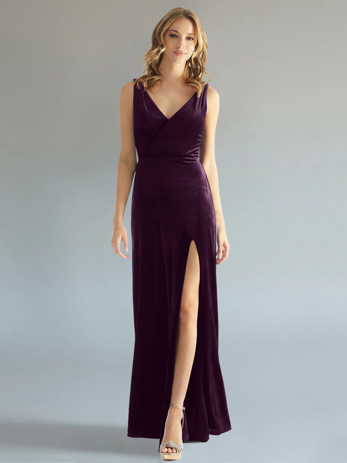 Velvet Bridesmaid Dress with Slit 