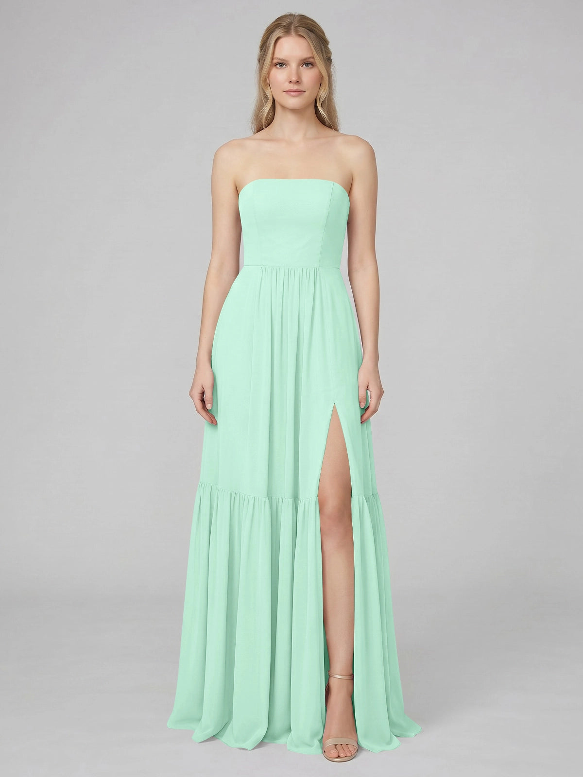 Strapless Bridesmaid Dress with Slit 