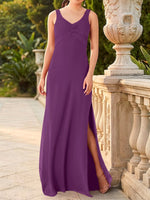 Chiffon Bridesmaid Dress with Slit 