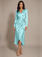 Silk-like Mother of the Bride Dress with Self-Tie Sash 