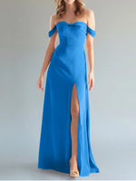 Off-the-Shoulder Slit Bridesmaid Dress 