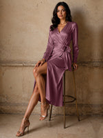 Silk-like Mother of the Bride Dress with Self-Tie Sash 