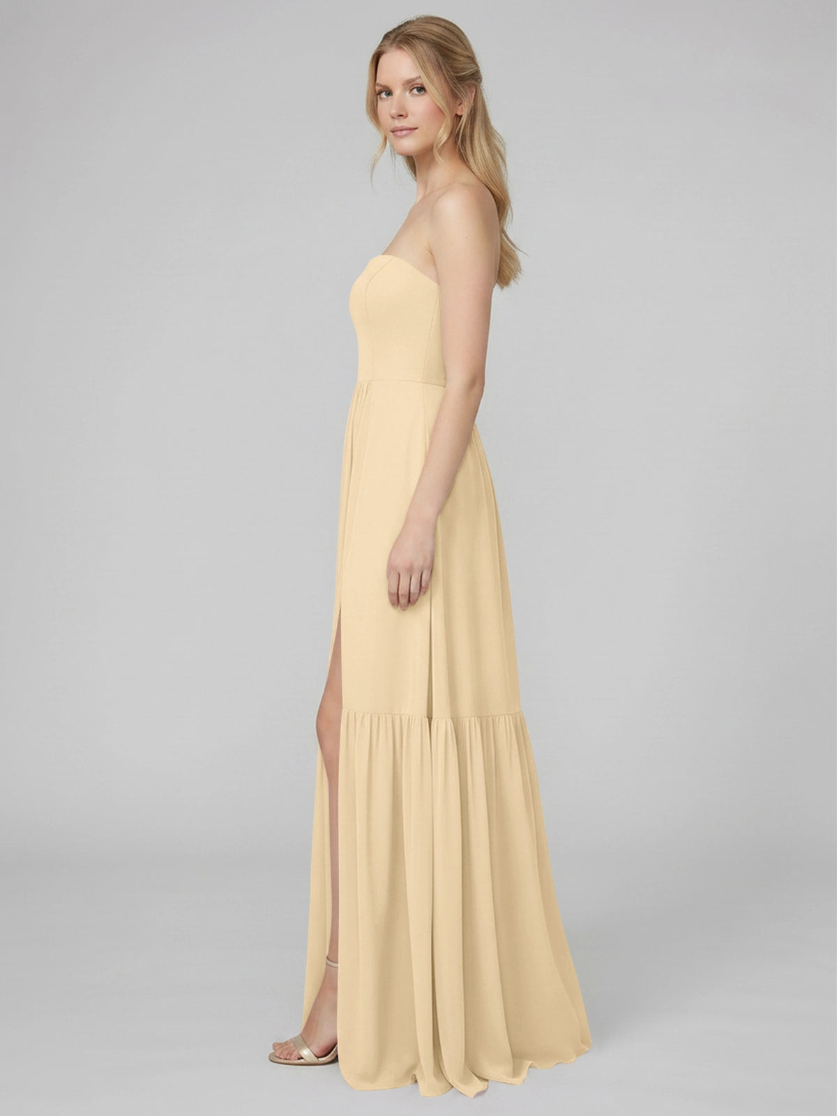 Strapless Bridesmaid Dress with Slit 