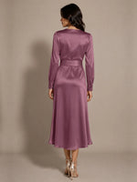 Silk-like Mother of the Bride Dress with Self-Tie Sash 