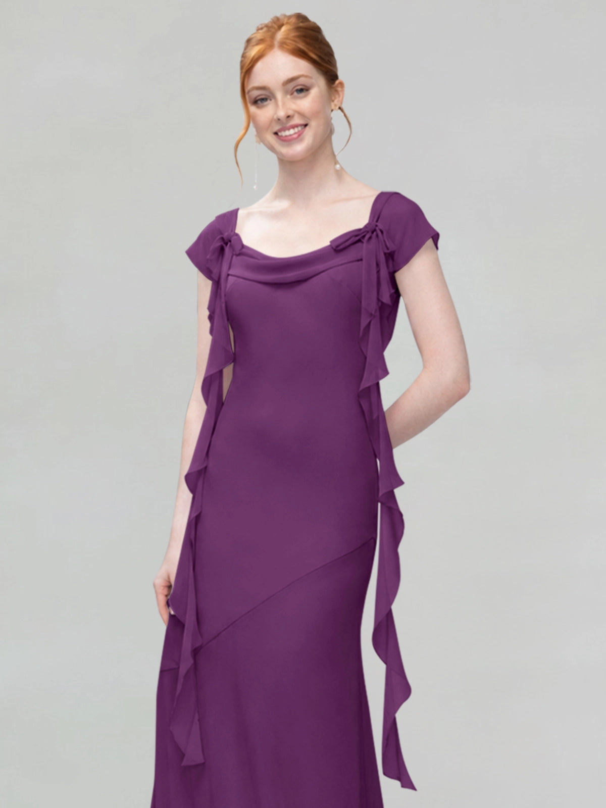 Flowy Ruffle Sheath Bridesmaid Dress 
