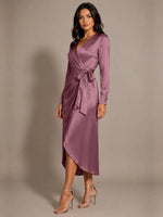 Silk-like Mother of the Bride Dress with Self-Tie Sash 