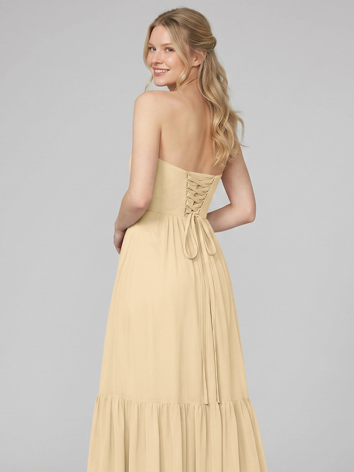 Strapless Bridesmaid Dress with Slit 