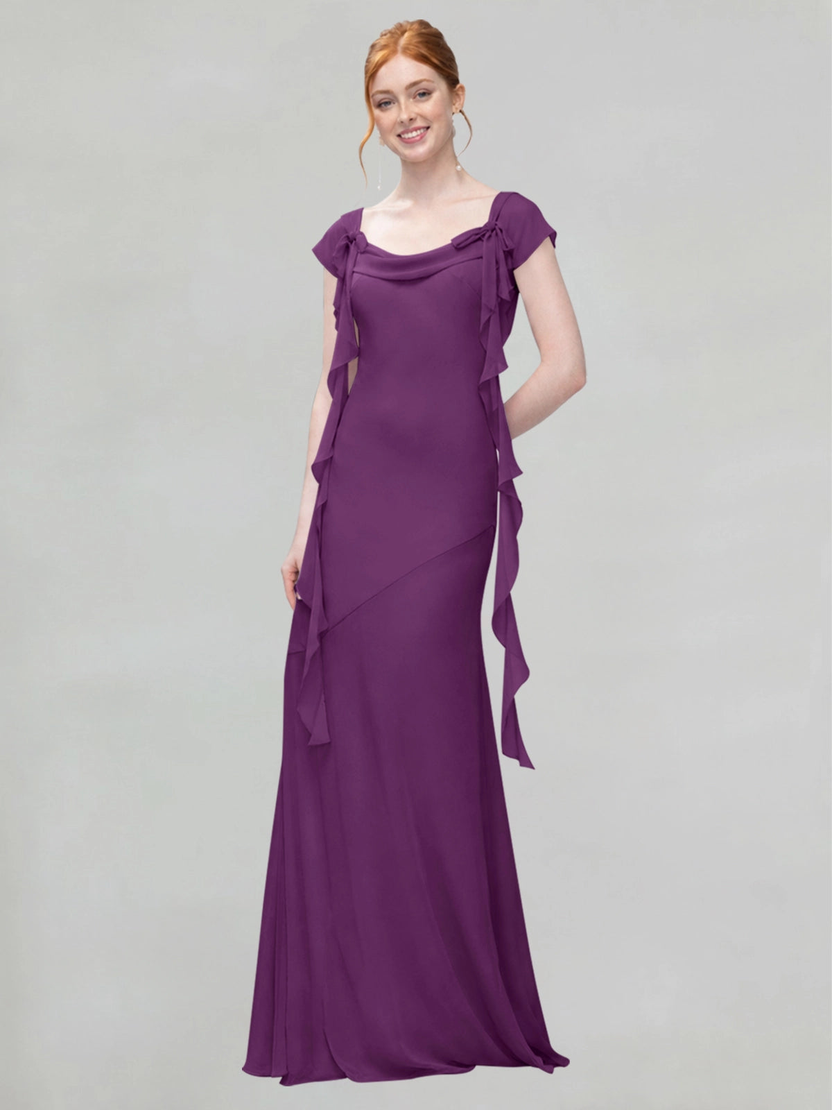 Flowy Ruffle Sheath Bridesmaid Dress 