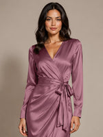 Silk-like Mother of the Bride Dress with Self-Tie Sash 