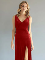 Velvet Bridesmaid Dress with Slit 