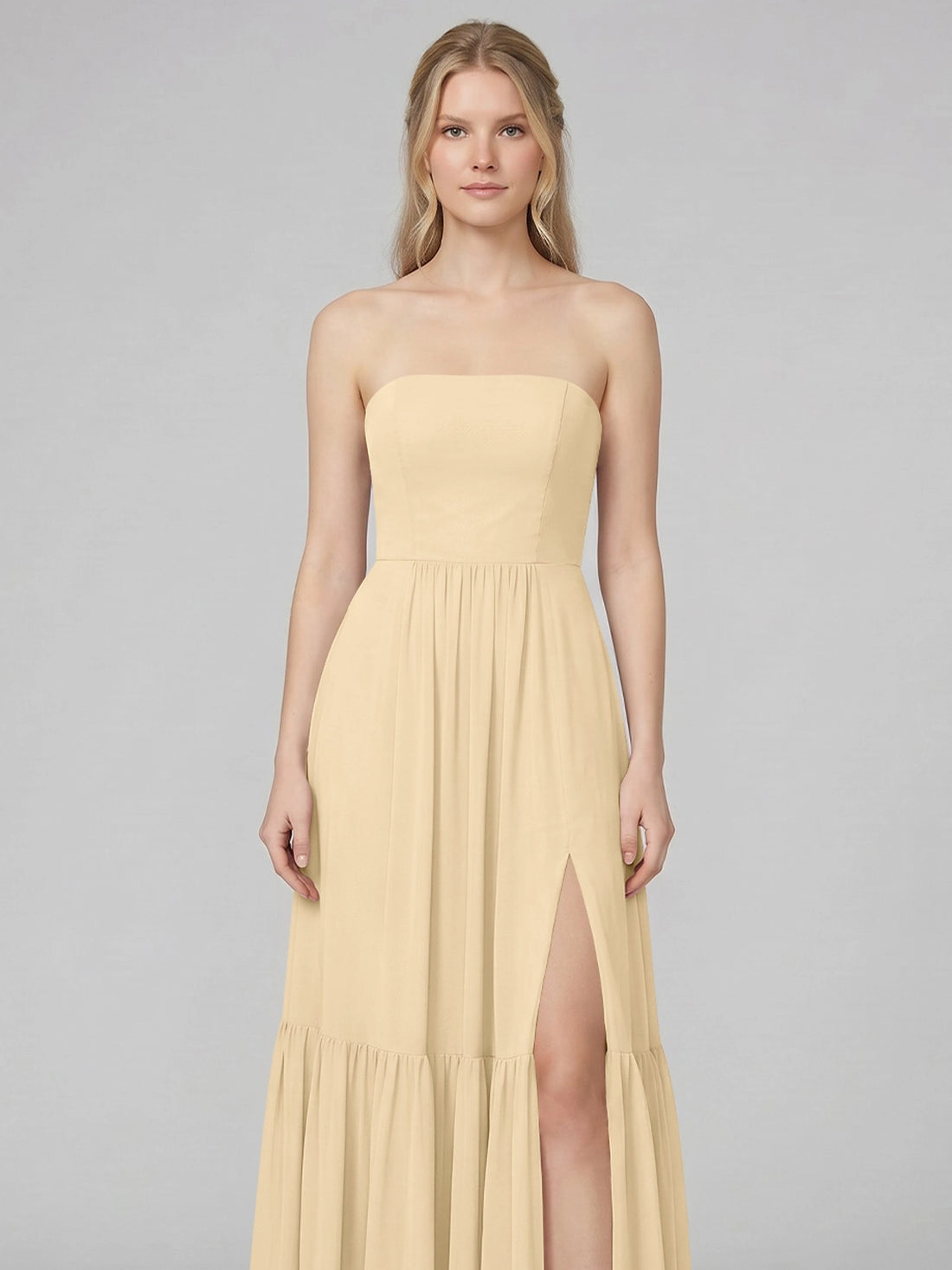 Strapless Bridesmaid Dress with Slit 