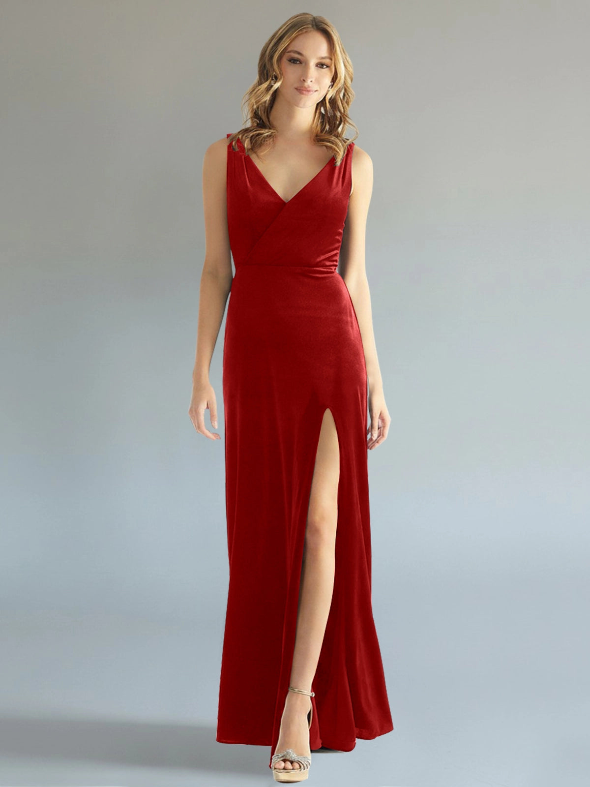 Velvet Bridesmaid Dress with Slit 