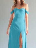Off-the-Shoulder Slit Bridesmaid Dress 