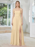 Strapless Bridesmaid Dress with Slit 