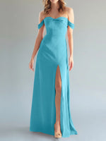 Off-the-Shoulder Slit Bridesmaid Dress 