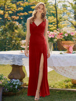 Velvet Bridesmaid Dress with Slit 
