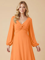 A-line Bridesmaid Dress with Long Sleeves 
