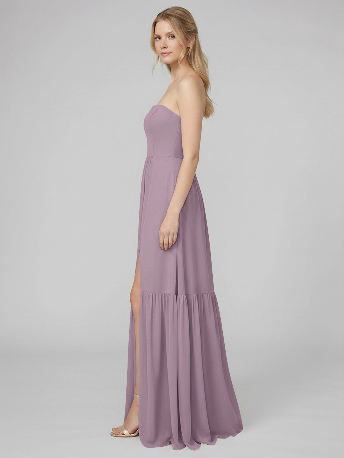 Strapless Bridesmaid Dress with Slit 