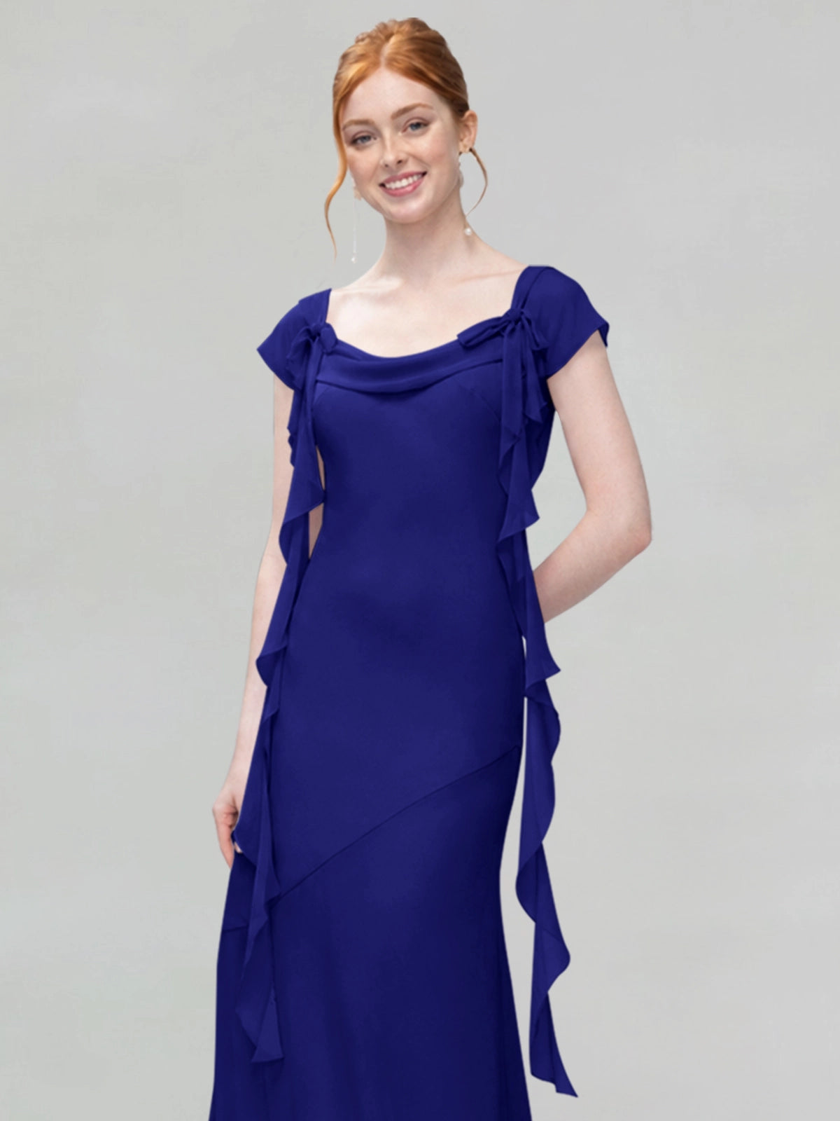 Flowy Ruffle Sheath Bridesmaid Dress 