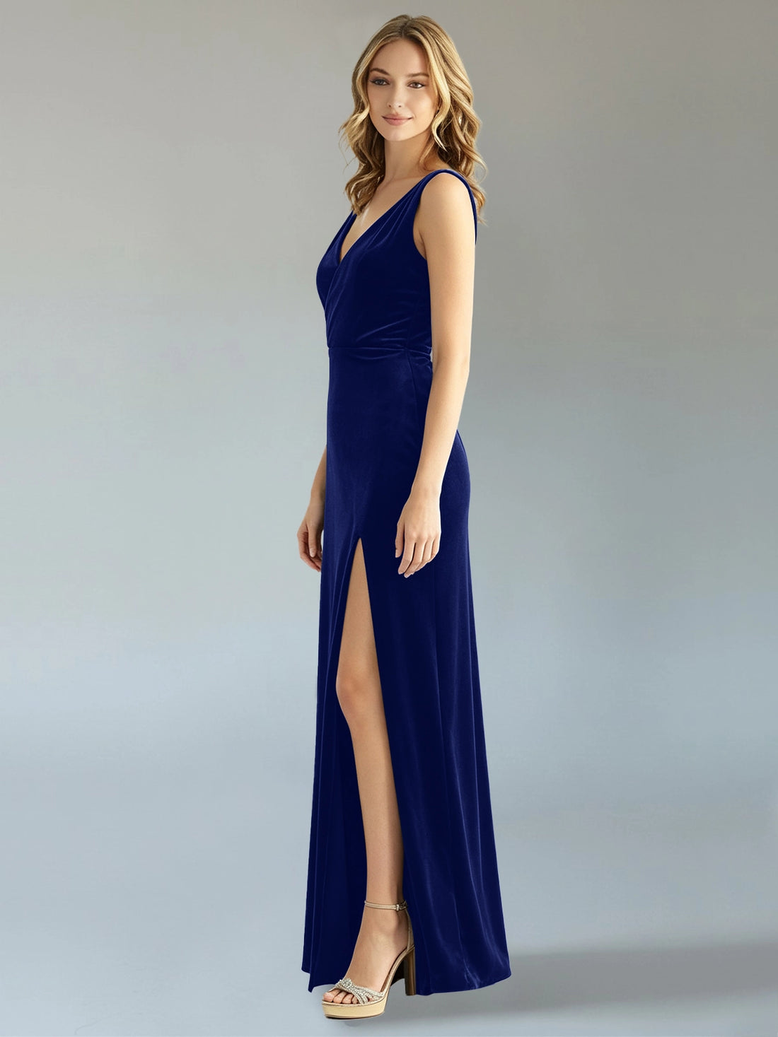 Velvet Bridesmaid Dress with Slit 