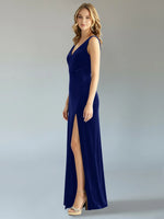 Velvet Bridesmaid Dress with Slit 