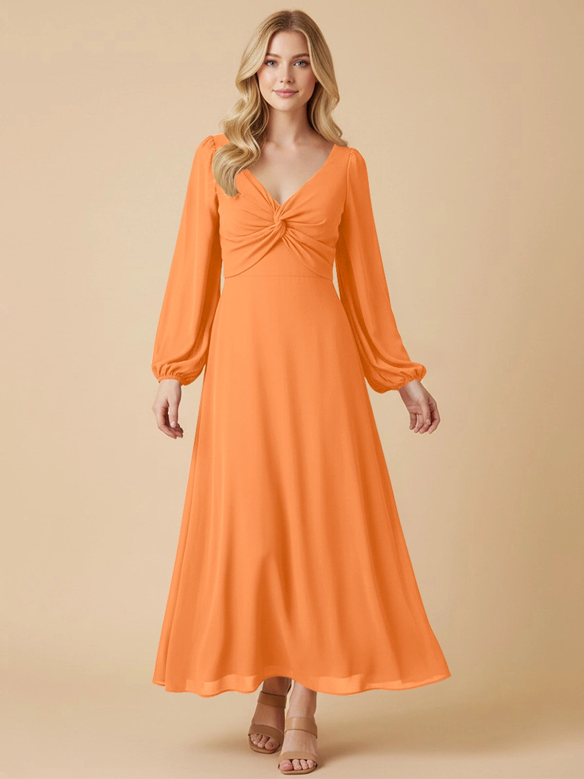 A-line Bridesmaid Dress with Long Sleeves 