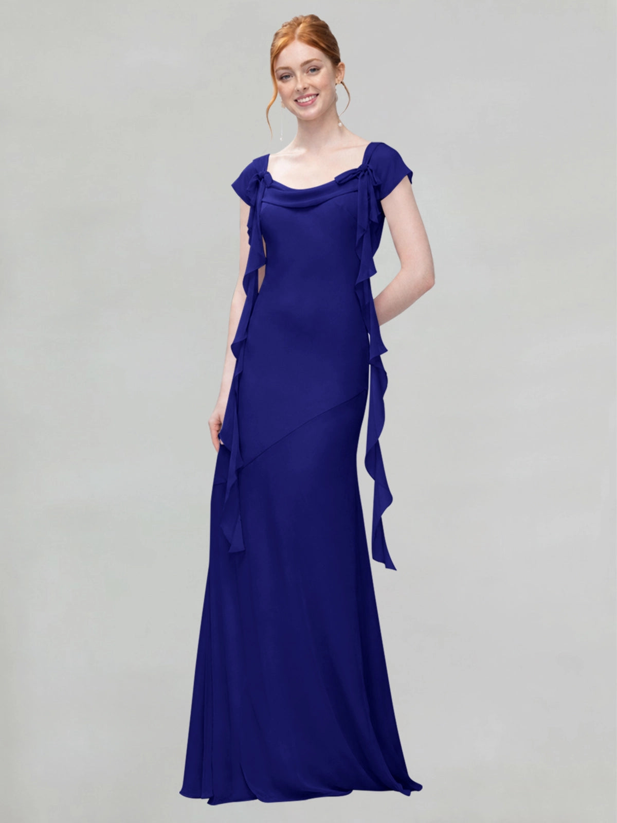 Flowy Ruffle Sheath Bridesmaid Dress 