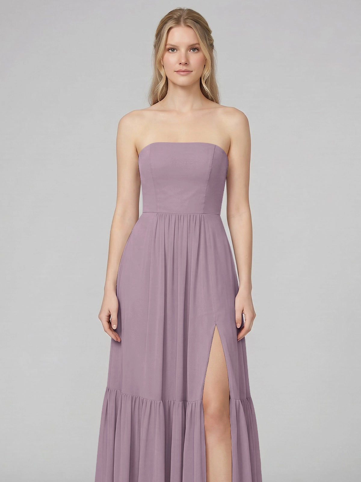 Strapless Bridesmaid Dress with Slit 
