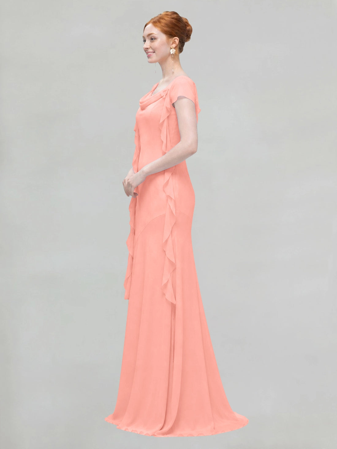 Flowy Ruffle Sheath Bridesmaid Dress 