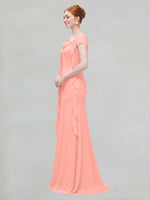Flowy Ruffle Sheath Bridesmaid Dress 