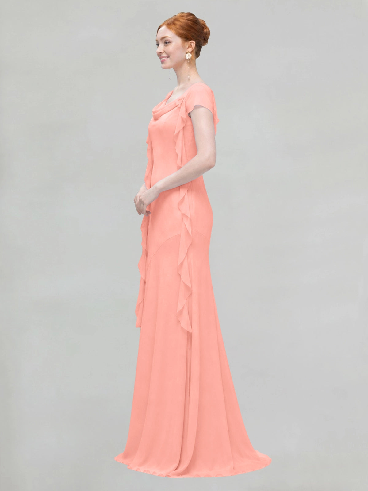 Flowy Ruffle Sheath Bridesmaid Dress 