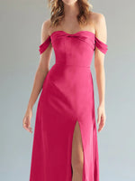 Off-the-Shoulder Slit Bridesmaid Dress 