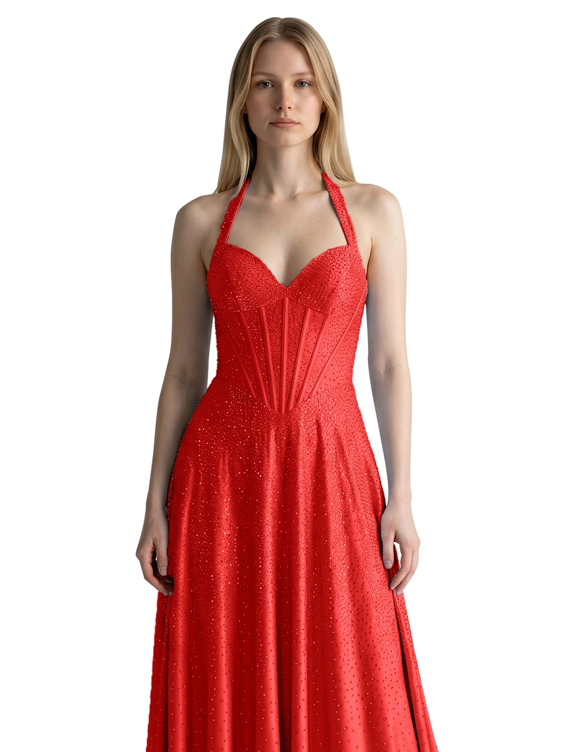 Halter Beaded Prom Dress 
